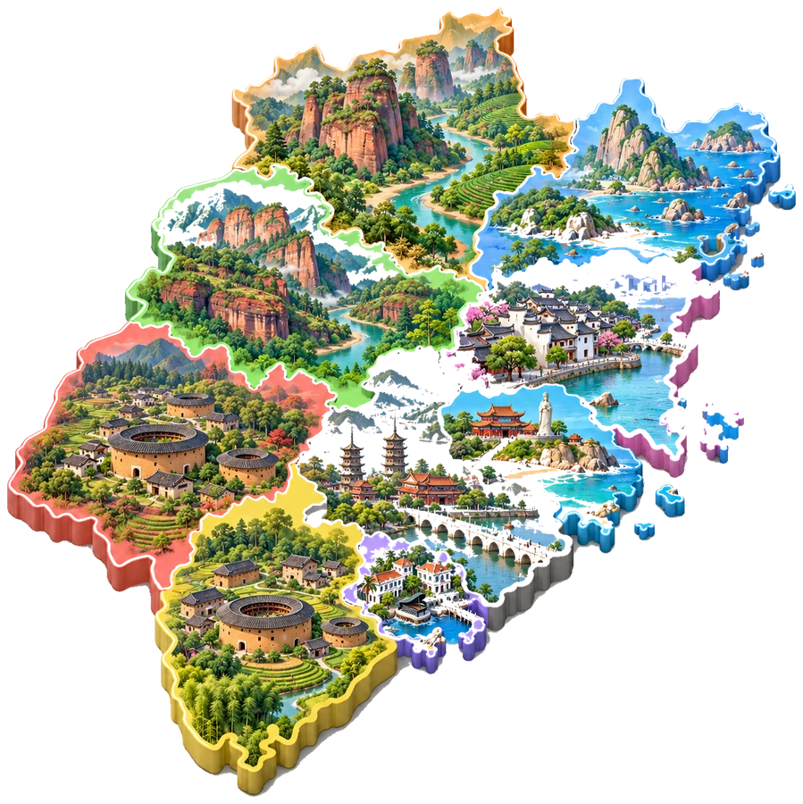 福建厦门卡通立体地图