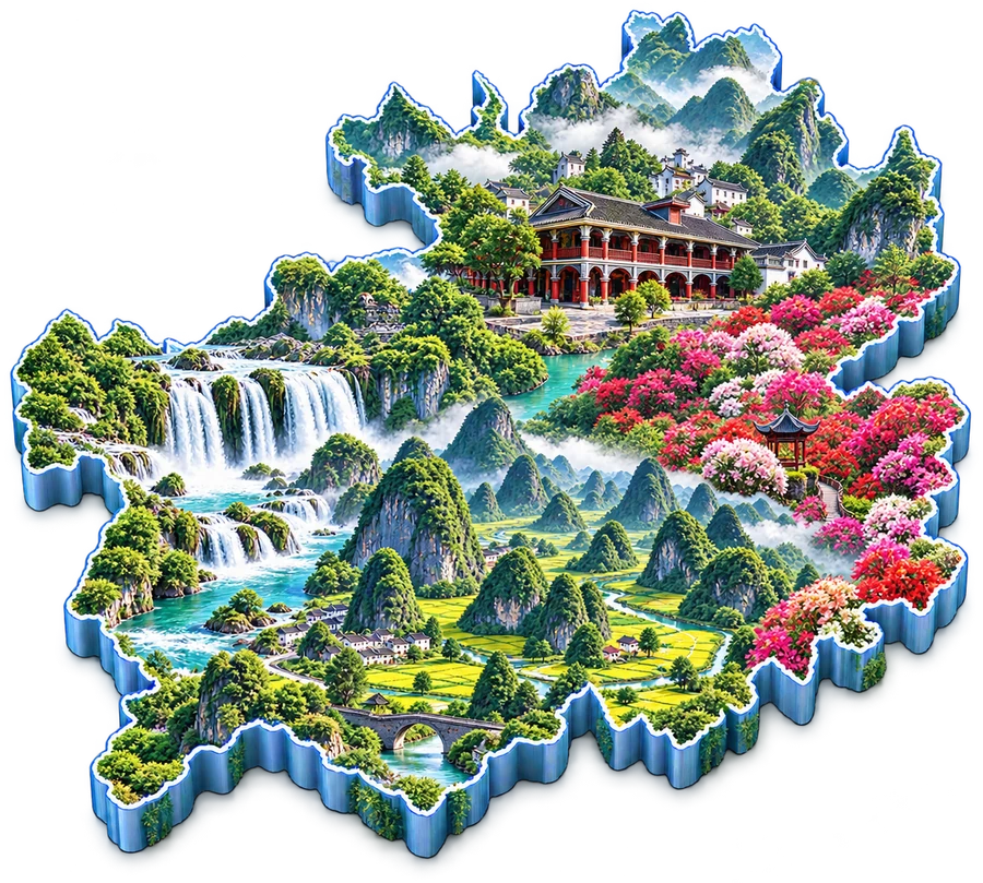 贵州黔西南卡通立体地图